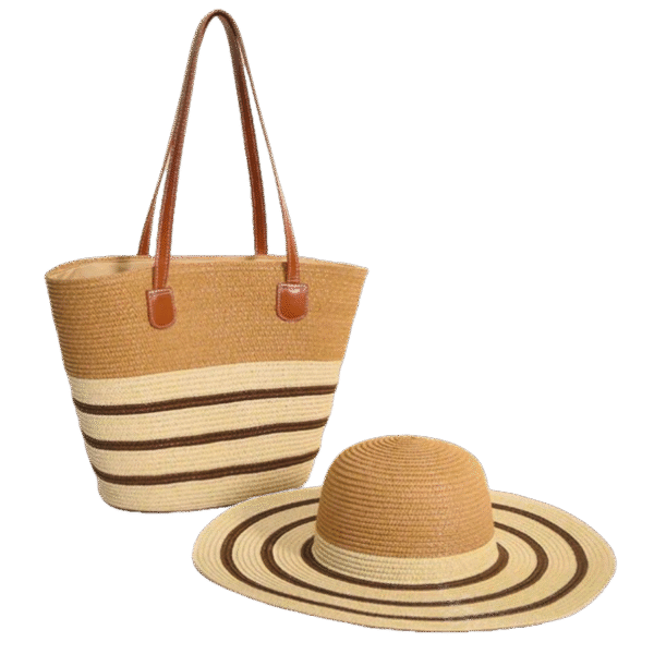 Sac en Paille et Chapeau de Soleil Stylé