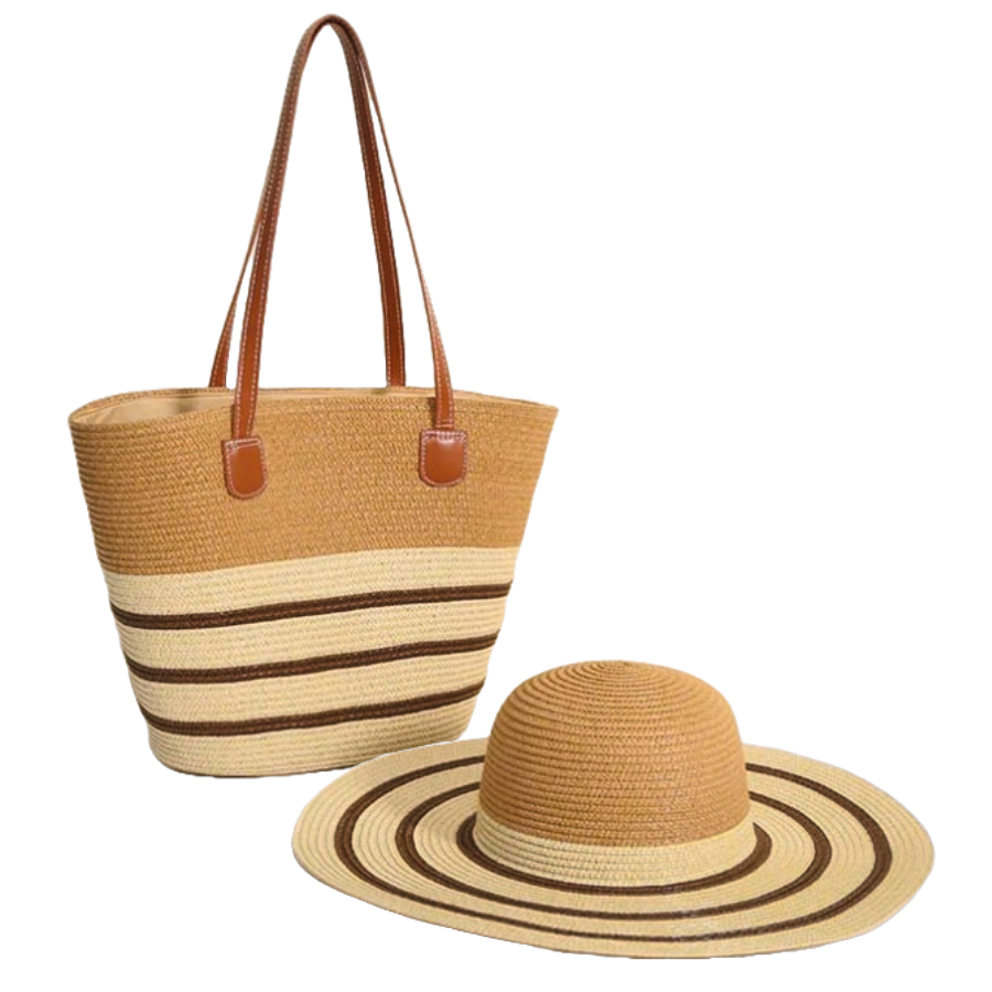 Sac en Paille et Chapeau de Soleil Stylé